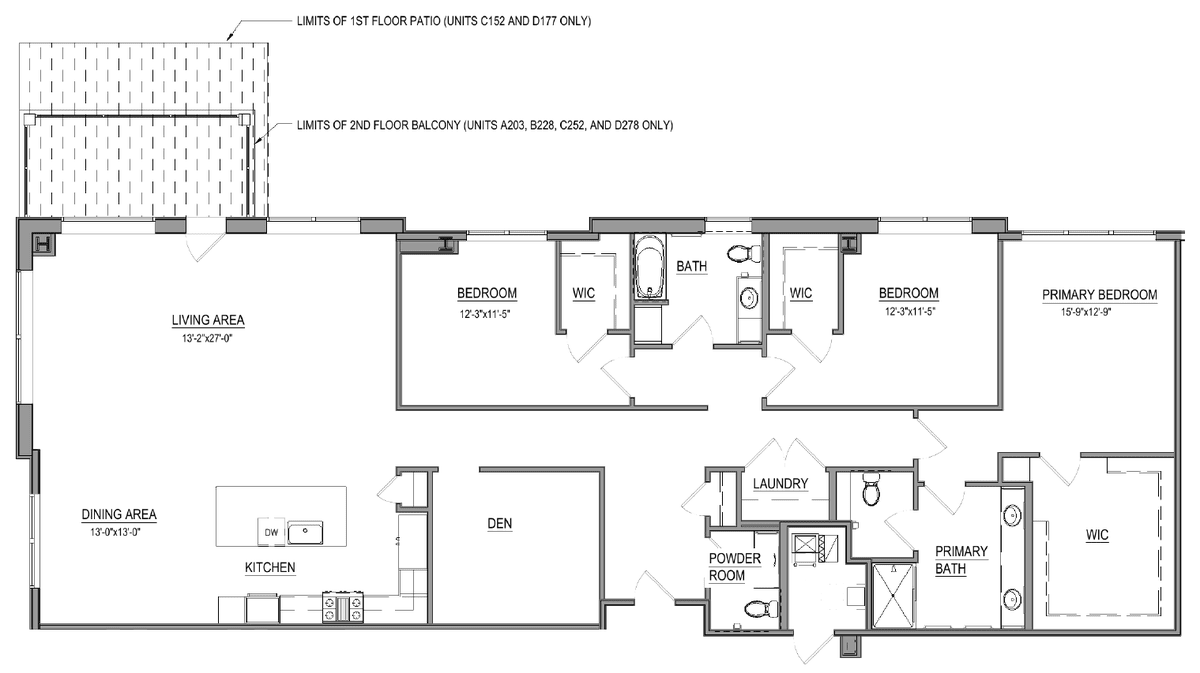 Azura Holmdel floor plan, Residence A.1, three bedroom plus den