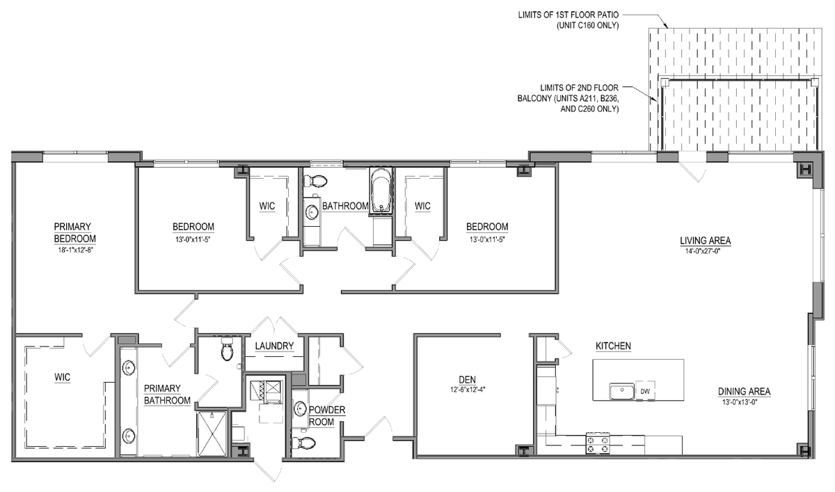 Azura Holmdel floor plan, Residence B.1, three bedroom plus den