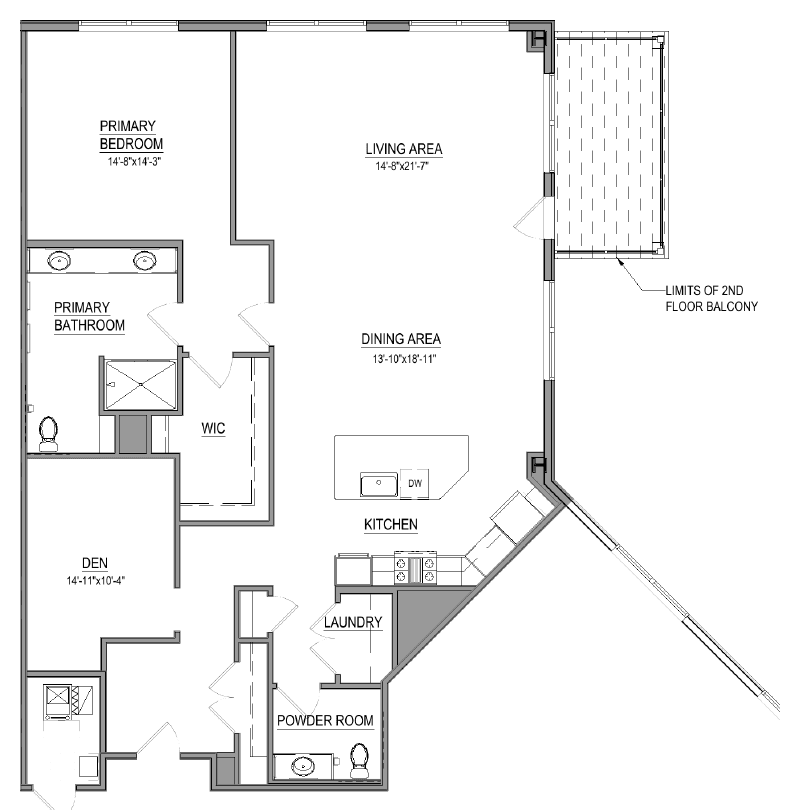 Azura Holmdel floor plan, Residence H.2, one bedroom plus den