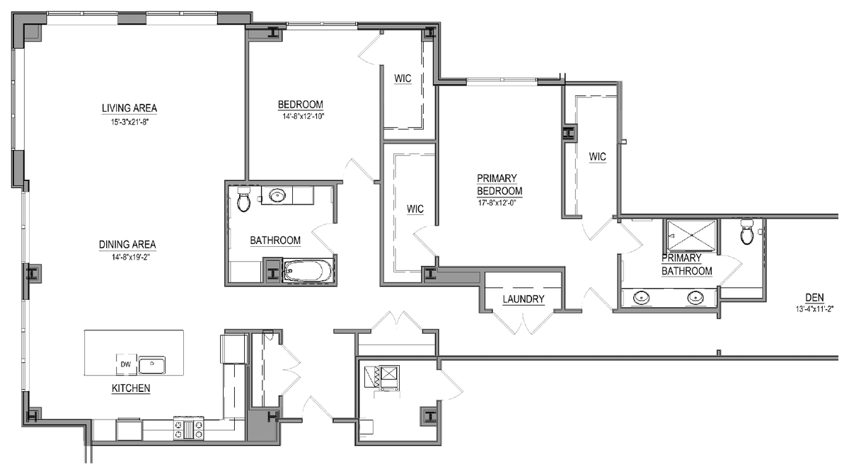 Azura Holmdel floor plan, Residence J.1, two bedroom plus den